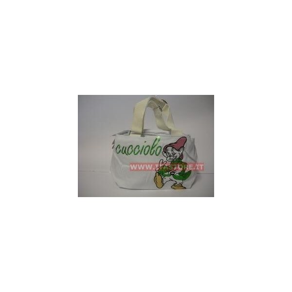 Borsa Disney Cucciolo in cotone bianca con manica regolabile 3 scomparti con cerniere