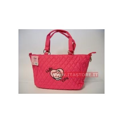 Borsa grande rosa Hello Kitty con manici, cerniera e portaoggetti originale Sanrio