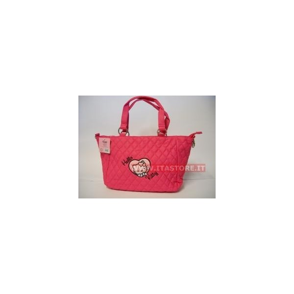 Borsa grande rosa Hello Kitty con manici, cerniera e portaoggetti originale Sanrio