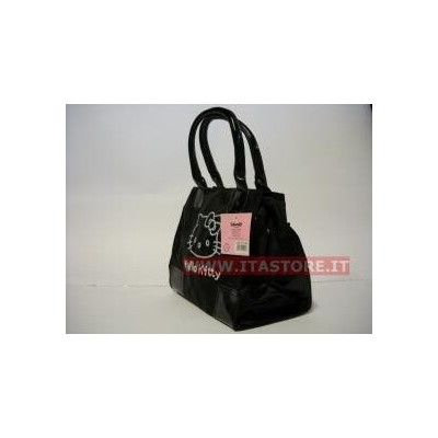 Borsa grande nera a soffietto Hello Kitty con manici e tracolla originale Sanrio
