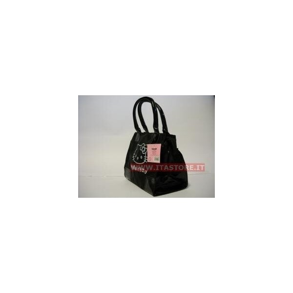 Borsa grande nera a soffietto Hello Kitty con manici e tracolla originale Sanrio
