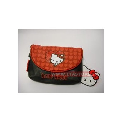 Borsellino borsello Hello Kitty nero e rosso con cerniera e tracolla originale Sanrio