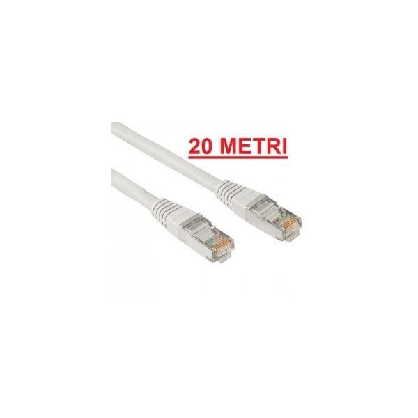 Cavo di Rete Lan ethernet schermato Cat 5E lungo 20 metri colore grigio in confezione