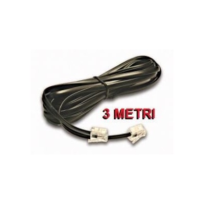 Prolunga cavo filo telefonico RJ11 colore nera lunga 3 metri per telefono coordless