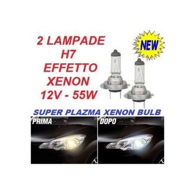 Coppia fari auto lampade alogene H7 12V 55W luce bianca effetto Xenon HID