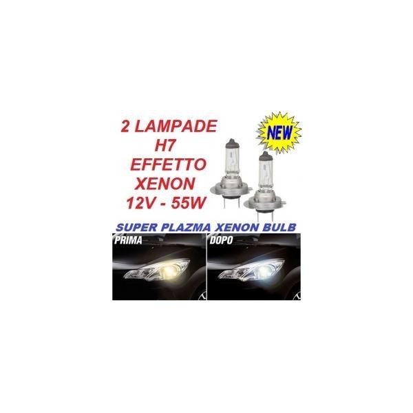 Coppia fari auto lampade alogene H7 12V 55W luce bianca effetto Xenon HID