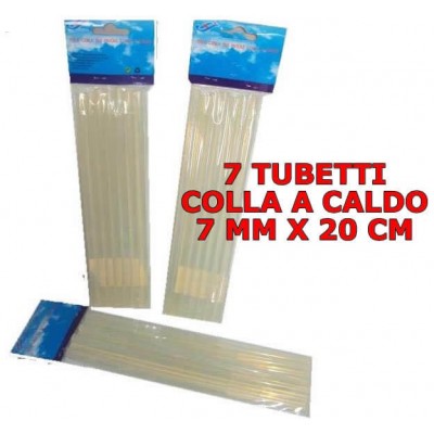 7 Tubetti stick colla a caldo trasparente per pistole da 7mm x 20 cm