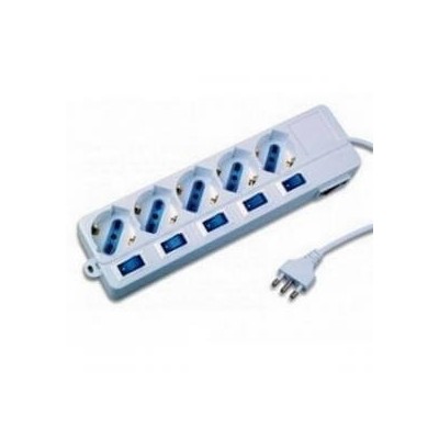 Multipresa 5 prese 10/16A bipasso Schuko con 6 interruttori indipendenti con led