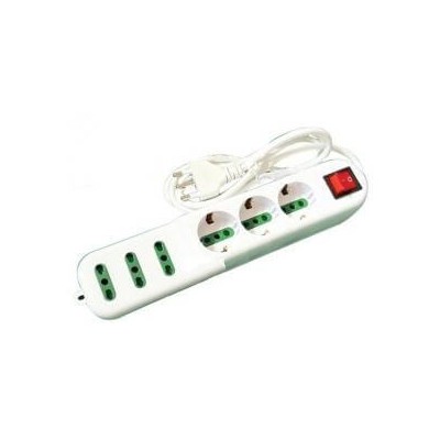 Multipresa 3+3 prese 10/16A bipasso e Schuko e 1 interruttore con led