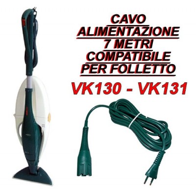 Cavo di alimentazione lungo 7 metri compatibile per Folletto Vk 130-131