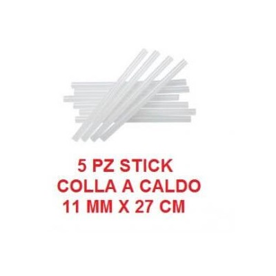 5 Tubetti stick colla a caldo trasparente per pistole da 11mm x 27 cm
