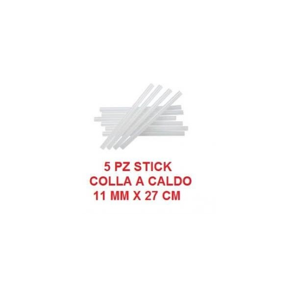 5 Tubetti stick colla a caldo trasparente per pistole da 11mm x 27 cm