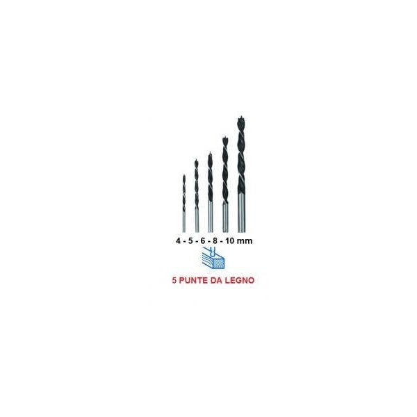 5 punte da legno universali per trapano da 4 5 6 8 10 mm per fori precisi