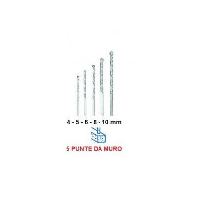 5 punte da muro universali per trapano da 4 5 6 8 10 mm per fori precisi