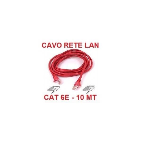 Cavo di Rete Lan ethernet schermato Cat 6E lungo 10 metri colore rosso o nero in confezione