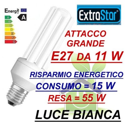 Lampada lampadina compatta a risparmio energetico E27 da 11 W luce bianca fredda
