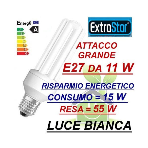 Lampada lampadina compatta a risparmio energetico E27 da 11 W luce bianca fredda
