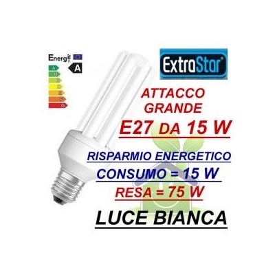 Lampada lampadina compatta a risparmio energetico E27 da 15 W luce bianca fredda