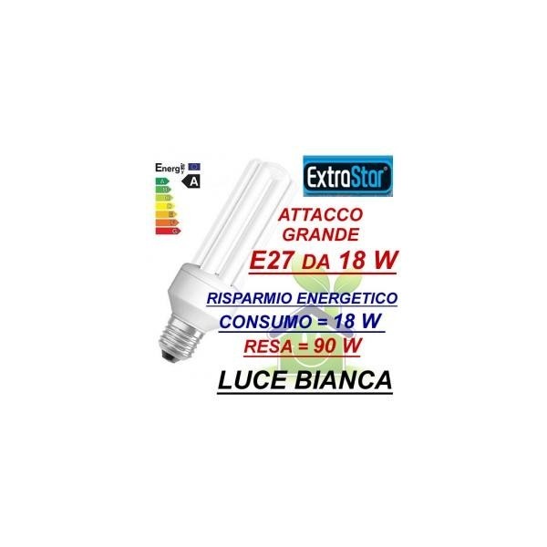 Lampada lampadina compatta a risparmio energetico E27 da 18 W luce bianca fredda