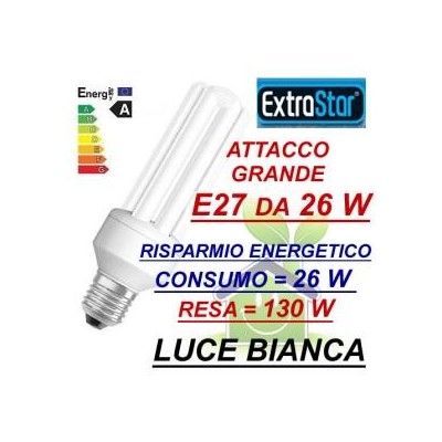 Lampada lampadina compatta a risparmio energetico E27 da 26 W luce bianca fredda