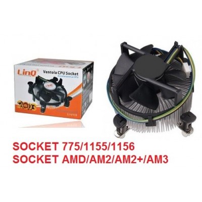 Ventola raffreddamento dissipatore CPU socket 775 1155 1156 mod Linq LI-v115
