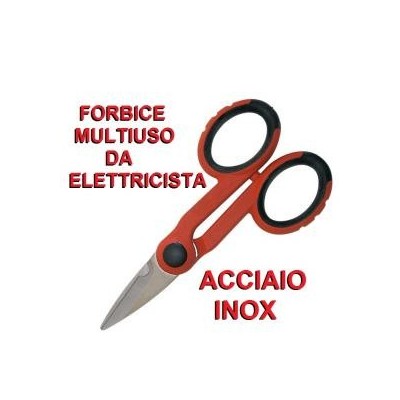 Forbice da elettricista in acciaio INOX con microdentatura e tagliacavo