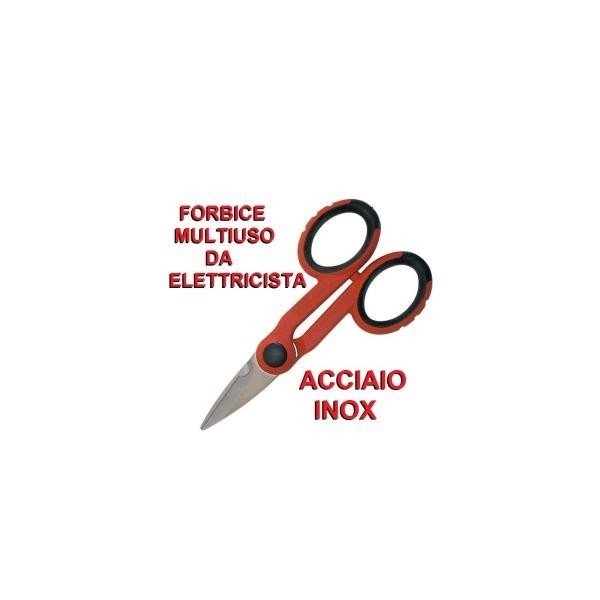 Forbice da elettricista in acciaio INOX con microdentatura e tagliacavo