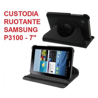 Cover custodia ruotante 360 in ecopella nera per Samsung Tab 2 da 7