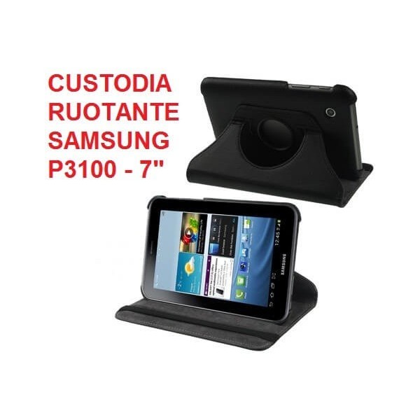Cover custodia ruotante 360 in ecopella nera per Samsung Tab 2 da 7