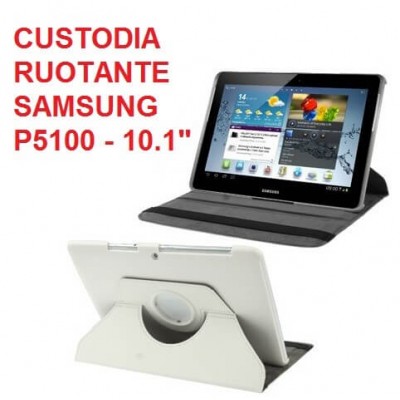 Cover custodia ruotante 360 in ecopella bianca per Samsung Tab 2 da 10.1