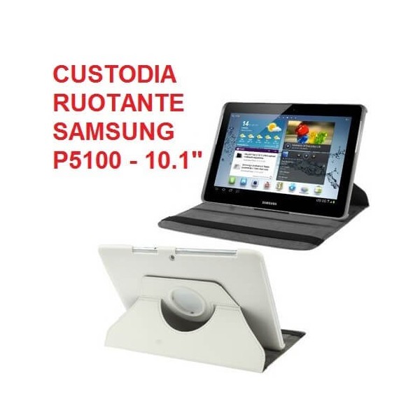 Cover custodia ruotante 360 in ecopella bianca per Samsung Tab 2 da 10.1