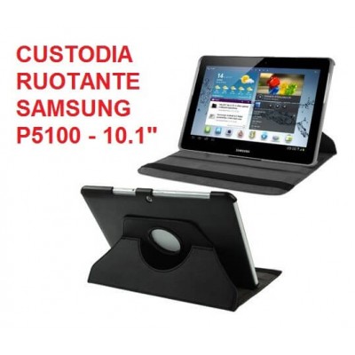 Cover custodia ruotante 360 in ecopella nera per Samsung Tab 2 da 10.1