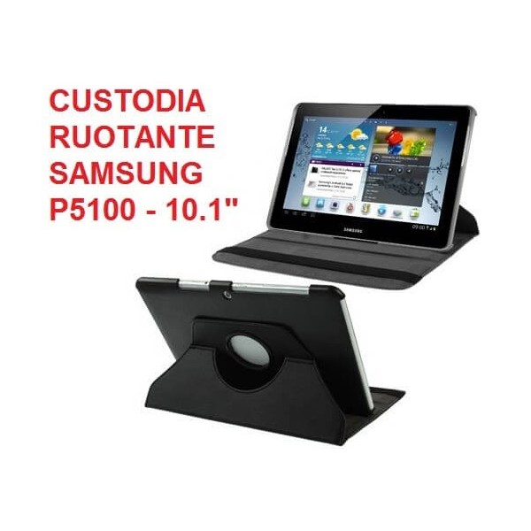 Cover custodia ruotante 360 in ecopella nera per Samsung Tab 2 da 10.1