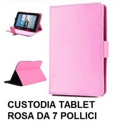Custodia tablet universale in ecopelle rosa per tablet da 7 pollici