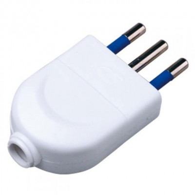 Spina elettrica 2P+T 10A da 1500 W - bianca da montare