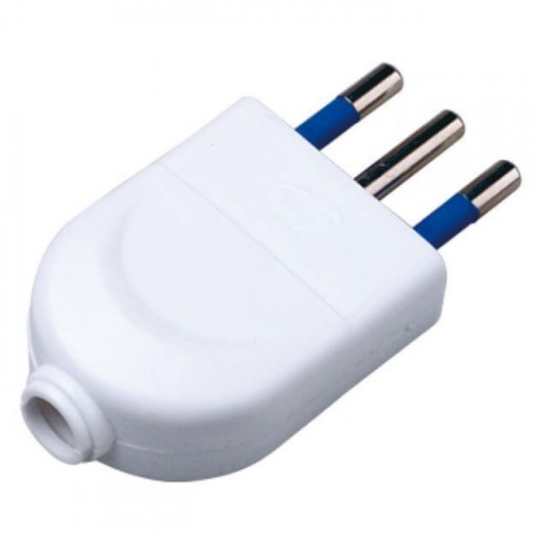 Spina elettrica 2P+T 10A da 1500 W - bianca da montare