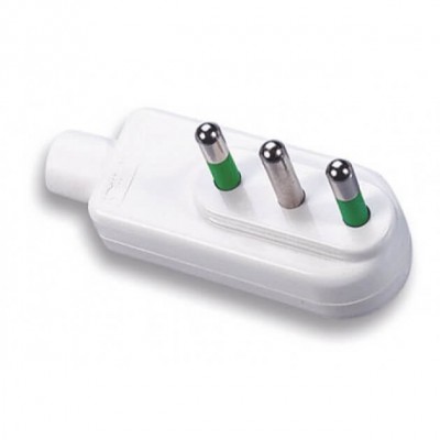 Spina elettrica ribassata 2P+T 10A da 1500 W - bianca da montare