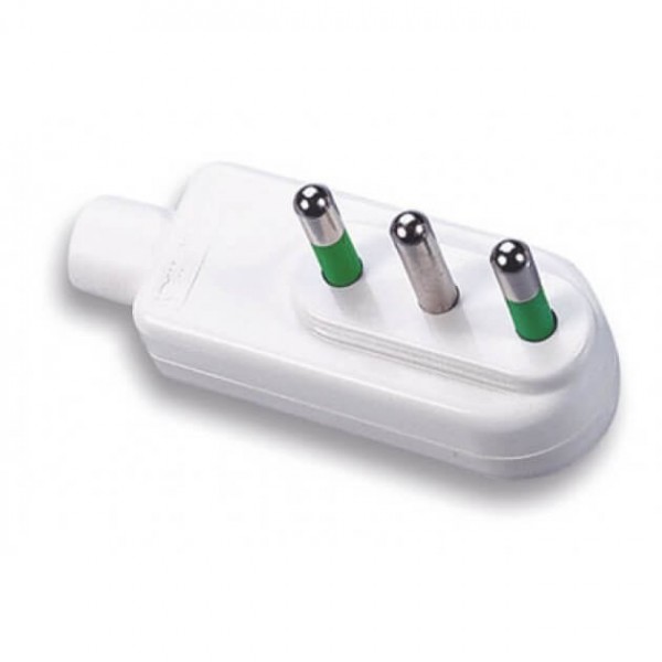 Spina elettrica ribassata 2P+T 10A da 1500 W - bianca da montare