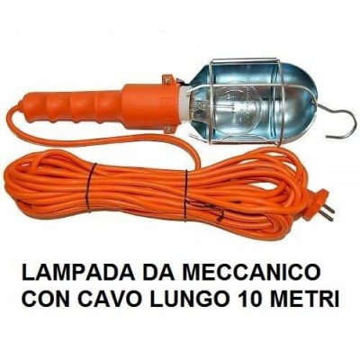 Lampada da officina 220V con interruttore e cavo di 10 metri e gancio