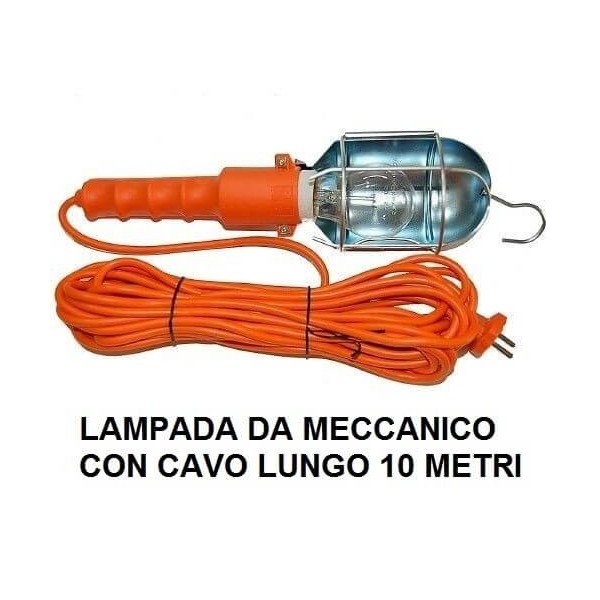 Lampada da officina 220V con interruttore e cavo di 10 metri e gancio