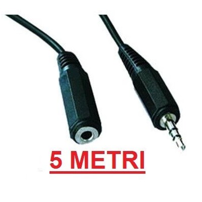 Cavo prolunga audio stereo 5 metri jack da 3,5 mm maschio femmina