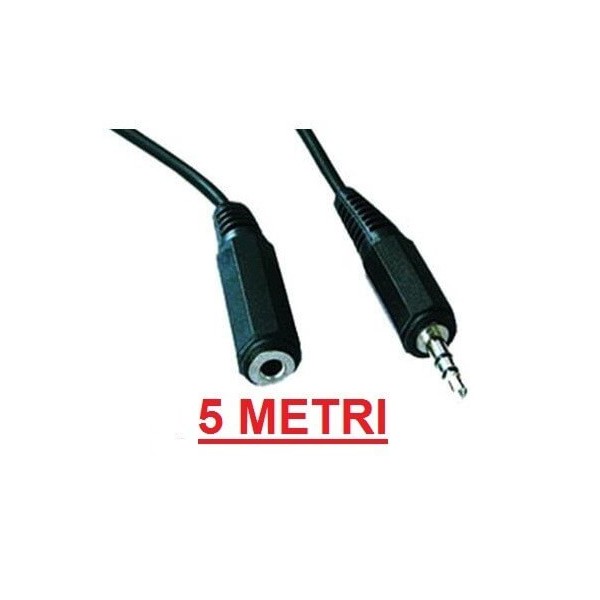 Cavo prolunga audio stereo 5 metri jack da 3,5 mm maschio femmina