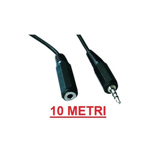 Cavo prolunga audio stereo 10 metri jack da 3,5 mm maschio femmina