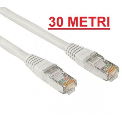Cavo di Rete Lan ethernet schermato Cat 5E lungo 30 metri colore grigio in confezione