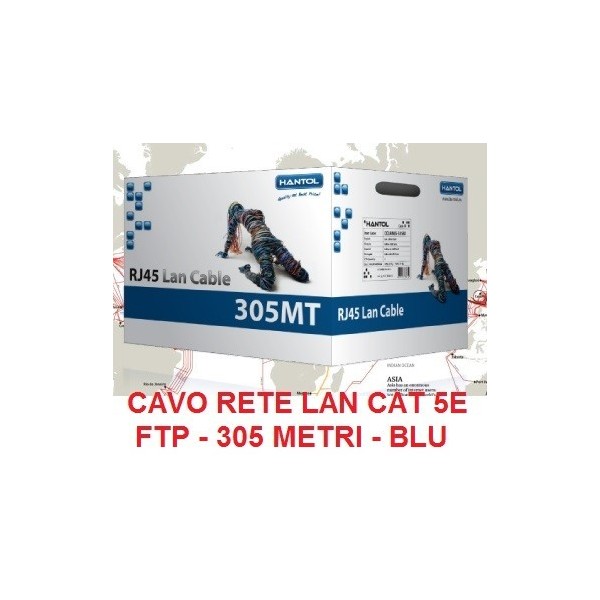 Matassa cavo rete Lan da 305 metri CAT 5 FTP colore blu
