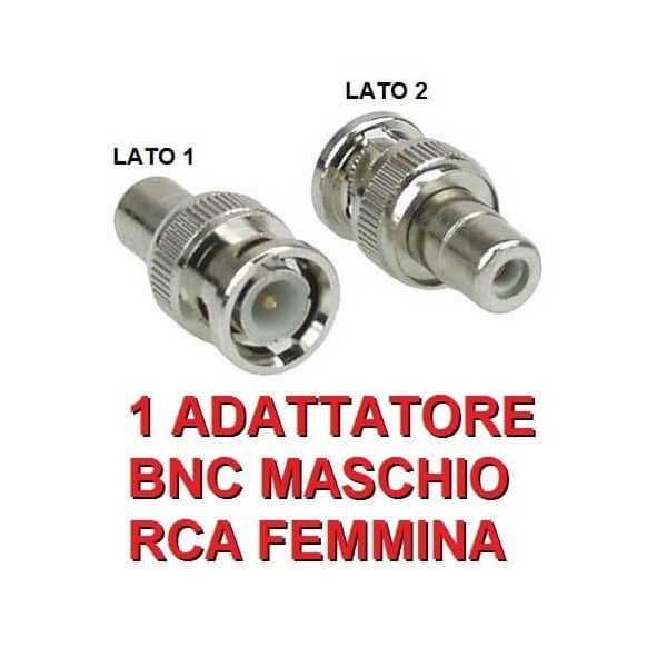 Adattatore connettore BNC maschio - RCA femmina per videosorveglianza