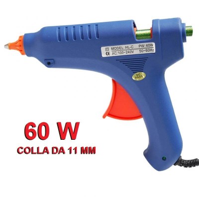 Pistola per colla a caldo da 60W con interruttore per tubetti colla da 11mm
