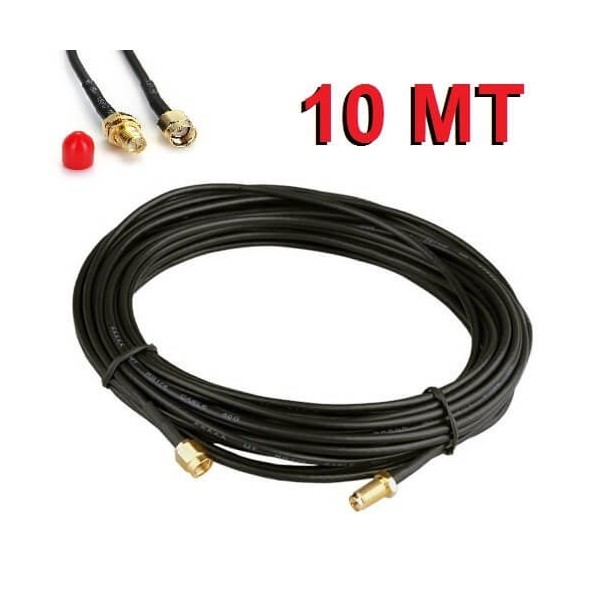 Cavo prolunga 10 metri per antenna Wi-FI tipo RP-SMA per router wifi