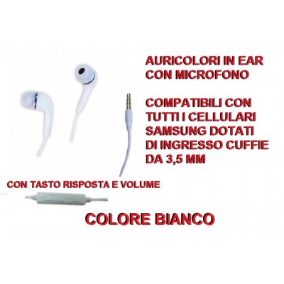 Cuffia auricolari in ear da 3,5mm per Samsung con microfono e tasti on off e volume