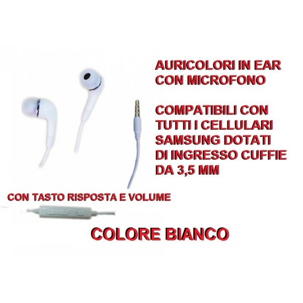 Cuffia auricolari in ear da 3,5mm per Samsung con microfono e tasti on off e volume